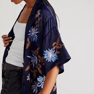 Free People Fresh Flowers We The Free Embroidered Button Down Top size Large